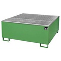 Auffangwanne BAUER AW 1000/PE mit Gitterrost, 1000 l IBC, B 1475 x T 1475 x H 625 mm, grün