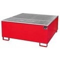 Auffangwanne BAUER AW 1000/PE mit Gitterrost, 1000 l IBC, B 1475 x T 1475 x H 625 mm, rot