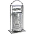 Außen-Abfallsammler Volumen 65 l, BxHxT 580 x 1145 x 380 mm, mit Rohrbogen, Dach und Ascher feuerverzinkt