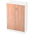 Aktenschrank TARVIS, mit Griff ohne Schloss, 3 Ordnerhöhen, B 800 x T 420 x H 1270 mm, weiss/Nussbaum-Dekor