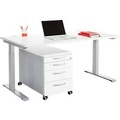 Büromöbelset 2-tlg. MODENA FLEX, höhenverstellbar, Breite 1600 mm + Rollcontainer, weiß