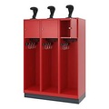 C+P Feuerwehrspind Evolo, Modell YOUNGSTER, 3 Abteile, H 1530 x B 1200 x T 500 mm, Sockel, Feuerrot