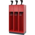 C+P Feuerwehrspind Evolo, Modell YOUNGSTER, 3 Abteile, H 1530 x B 900 x T 500 mm, Sockel, Feuerrot