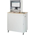 RAU Computer-Arbeitsplatz HxBxT 1820 x 1030 x 660 mm, mit Monitorgehäuse, fahrbar lichtgrau / enzianblau