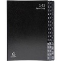 Dokumentenmappe Exacompta 57044E, Format A4, 44 Fächer, Taben 1-12/1-31/Jan-Dez, B 250 x H 330 mm, Blauer Engel, Recycling-Karton, schwarz