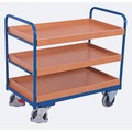 Etagenwagen, Stahl/MDF-Platte, Enzianblau/Buche-Dekor, 3 Etagen, 965 x 655 mm, EasySTOP, bis 250 kg