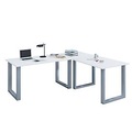 Eckschreibtisch, Winkel 90°, Bügelfuss, B 1900 x T 800/1900 x H 760 mm, weiss/silber