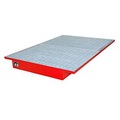 Regal-Einhängewanne Auffangvolumen 200 l LxB 1750 x 1250 / 915 mm, rot lackiert