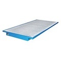 Regal-Einhängewanne Auffangvolumen 200 l LxB 2650 x 1250 / 915 mm, blau lackiert