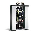 Feuerwehrspind S 3000 Evolo, 2 abschließbare Abteile + Garderobe-Zwischenteil, B 1260 x T 500 x H 1850 mm, Stahl, anthrazit RAL 7021/weißalu RAL 9006