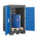 Gefahrstoffdepot asecos, Polyethylen, unterfahrbar, B 1140 x T 1480 x H 1980, für 2 Fässer à 200 l