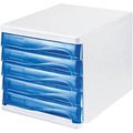 helit Schubladenbox Gehäusefarbe Weiß, VE 4 Stk Schubladenfarbe Blau, transparent