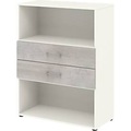 Home Office Kombiregal TEMPIO, aus Holz, 2 Einschübe, 3 OH, B 800 x T 340 x H 1070 mm, weiss/Beton