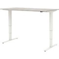Home Office Schreibtisch TEMPIO, elektrisch höhenverstellbar, geteilte Tischplatte mit Klappe, B 1600 x T 700 x H 640-1280 mm, beton/weiss