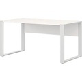Schreibtisch TEMPIO, Rechteck, Kufen, B 1500 x T 800 x H 740 mm, weiß + Kabelführungsbügel
