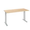 Home Office Schreibtisch IQ, Rechteck, C-Fuss, B 1300 x T 650 x H 735 mm, Ahorn/weissaluminium RAL 9006