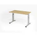 Hammerbacher, Hammerbacher Höhenverstellbarer Geradschreibtisch mit C-Fuß Express Q Eiche, Silber 1.200 x 672 x 685 - 810 mm