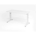 Hammerbacher Höhenverstellbarer gerader Schreibtisch mit C-Fuß Express Q Weiß 1.400 x 672 x 685 - 810 mm