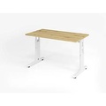 Hammerbacher, Hammerbacher Höhenverstellbarer gerader Schreibtisch mit C-Fuß Express Q Eiche, Weiß 1.200 x 672 x 685 - 810 mm
