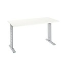 Home Office Schreibtisch Moxxo IQ, Rechteck, C-Fuss, B 1300 x T 650 x H 735 mm, weiss/weissaluminium RAL 9006