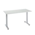 Home Office Schreibtisch Start Off, Rechteck, T-Fuss, B 1300 x T 650 x H 735 mm, lichtgrau/weissaluminium