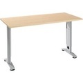 Home Office Tisch Login, Rechteck, C-Fuss, B 1300 x T 650 mm, Ahorn/weissaluminium RAL 9006