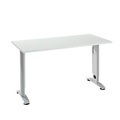 Home Office Tisch Login, Rechteck, C-Fuss, B 1300 x T 650 mm, lichtgrau/weissaluminium RAL 9006
