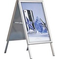 undefined, Kundenstopper A1, wetterfest, beidseitig einsetzbar, silbern eloxiert