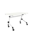 Klapptisch, mit 4 feststellbaren Rollen, Rechteck, Rundrohr, B 1200 x T 600 x H 720 mm, weiss/weiss
