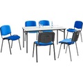 Komplettangebot Klapptisch + 6 Stühle ISO BASIC, Tisch B 1600 mm, Stühle Stoffbezug