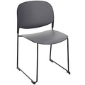 Konferenzstuhl Stack, stapelbar, Stahlrohr-Fußgestell, B 485 x T 545 x H 430 mm, schwarz/schwarz, 2 Stück