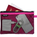 Leitz WOW Traveller Zip-Beutel, durchsichtiges Netzfach & blickdichtes Fach, Grösse L, pink