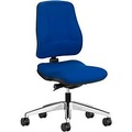 Prosedia Bürostuhl LEANOS V KOMFORT, Synchronmechanik, ohne Armlehnen, Lordosenstütze, Knierolle, blau/alupoliert