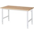 RAU Arbeitstisch, höhenverstellbar 760 - 1080 mm, Buchenplatte massiv BxT 1500 x 800 mm, lichtgrau
