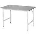 RAU Arbeitstisch, höhenverstellbar, 800 - 850 mm, Edelstahl-Platte, BxT 1250 x 800 mm