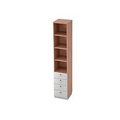 Regal mit 4 Schubladen, B 400 x T 420 x H 2200 mm, Nussbaum-Dekor/silber
