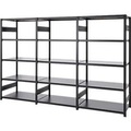 Regalkombination ORDO Business, 1 Grundregal und 2 Anbauregale, 15 Fachböden, erweiterbar, beidseitig nutzbar, Feldlast 1200 kg, B 3080 x T 535 x H 2000 mm, pulverbeschichtet, tiefschwarz RAL 9005