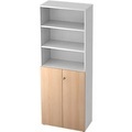 Regalschrank TOPAS LINE, 3 OH Regal/3 OH Türen, weiss/Eiche
