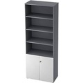 Regalschrank TOPAS LINE, 4 OH Regal/2 OH Türen, graphit/weiss