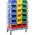 Gmoehling, Regalwagen GMÖHLING G®-Rack E 2801, durchbrochen, bis 300 kg, 6 Etagen, für 18 Sichtlagerkästen