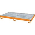 Regal-Bodenwanne 240 l Auffangvolumen, LxBxH 2150 x 1300 x 225 mm mit Gitterrost, orange lackiert