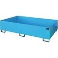 Regal-Bodenwanne 1000 l Auffangvolumen, LxBxH 2150 x 1300 x 505 mm ohne Gitterrost, blau lackiert