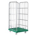 Rollbox, 3-seitig, Kunststoffbodenplatte, 724 x 815 x 1640 mm, grün (RAL 6024)