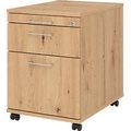 Rollcontainer 126 Breno, 1 Schub, 1 Utensilienauszug & 1 Hängeregistraturschub, abschliessbar, B 428 x T 580 x H 590 mm, Asteiche