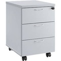 Rollcontainer 333, 3 Schübe, abschließbar, Metallgriffe, 4 Doppellenkrollen, B 404 x T 500 x H 590 mm, grau