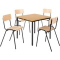 Stahlrohr-Tisch mit 4 Stapelstühlen, Gestell schwarz