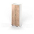 Schäfer Shop Genius Flügeltürenschrank TETRIS WOOD, 5 OH, Höhe inkl. Gleiter, B 800 mm, weiss/Kirsche Romana-Dekor
