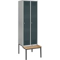 Schäfer Shop Genius, Schäfer Shop Genius Kleiderspind mit Sitzbank, 2 Abteile, Sicherheitsdrehriegelverschluss, weissaluminium/anthrazit