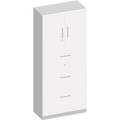 Schäfer Shop Genius Kombischrank TETRIS SOLID, 6 OH, B 800 mm, oben Flügeltüren, unten HR-Auszüge, weiss/weissalu