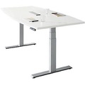 Schäfer Shop Genius Konferenztisch MODENA FLEX, 6-fach Anschluss, elektrisch höhenverstellbar, Boot, B 2000 mm, weiss/weissalu